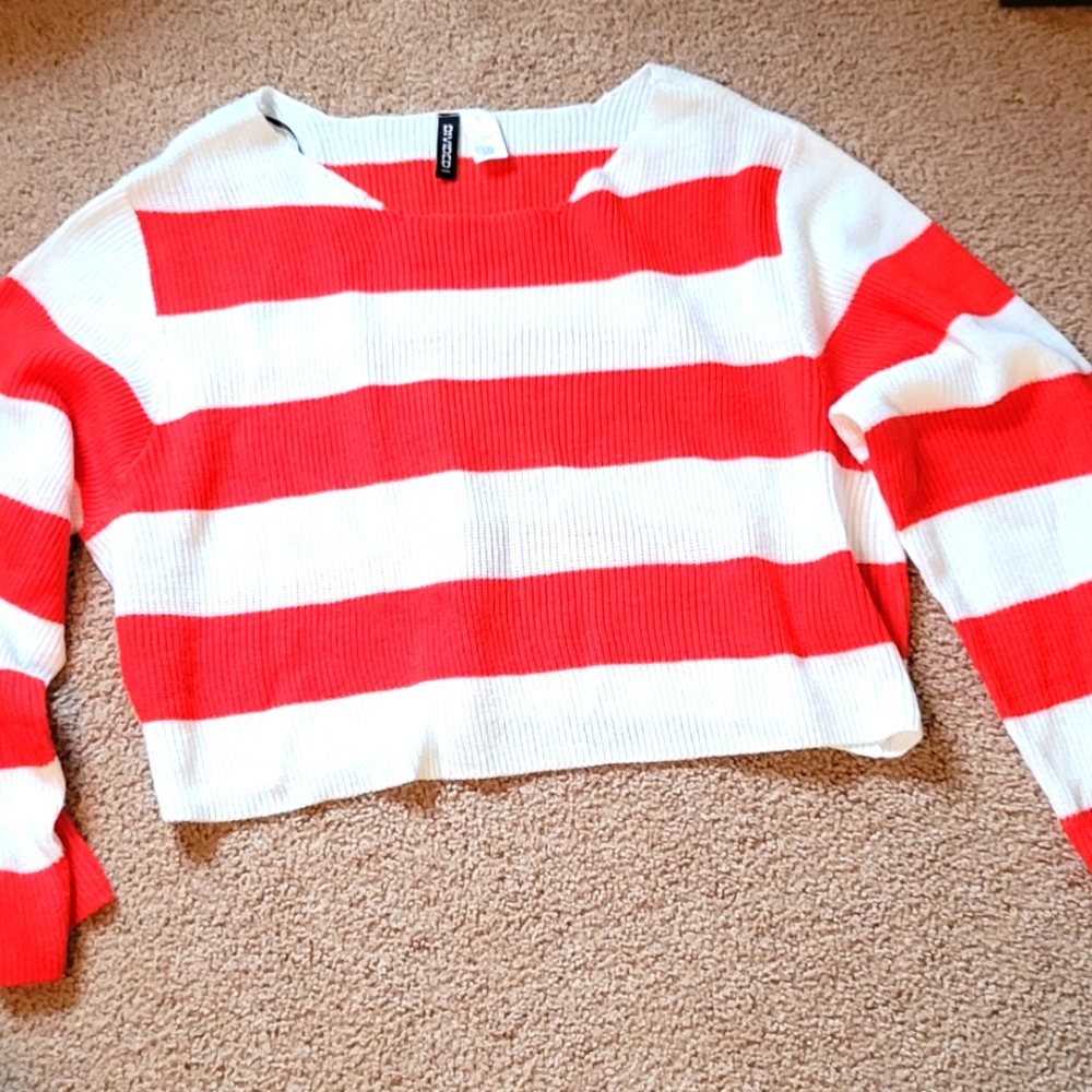 Divided Crop striped sweater